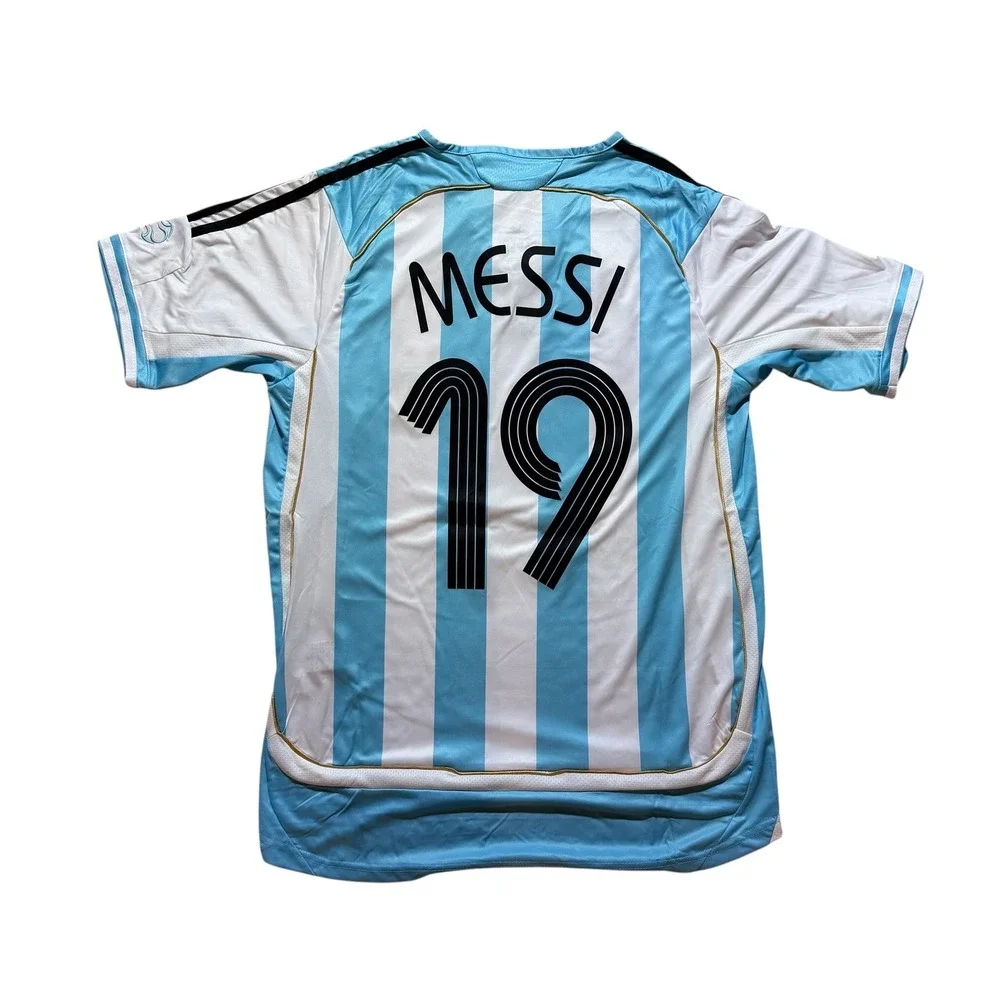 Adidas Argentina 2006 World Cup Messi 19 Jersey Medium Blue White Striped